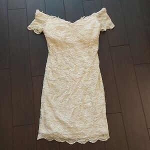 Homecoming Dress-Mini Vintage Off The Shoulder Lace Dress